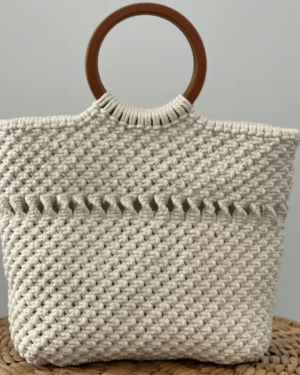 Arshlaza Macrame Stella White Cotton Beach Bag