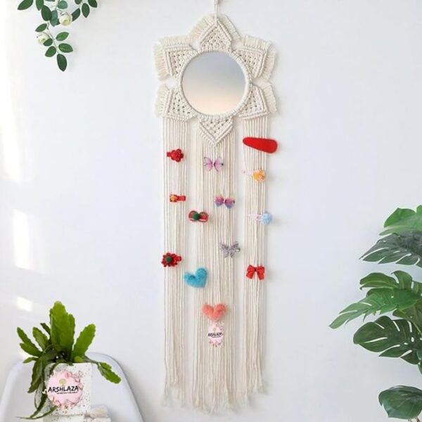 ARSHLAZA Cotton Wall Mirror with Boho Fringes