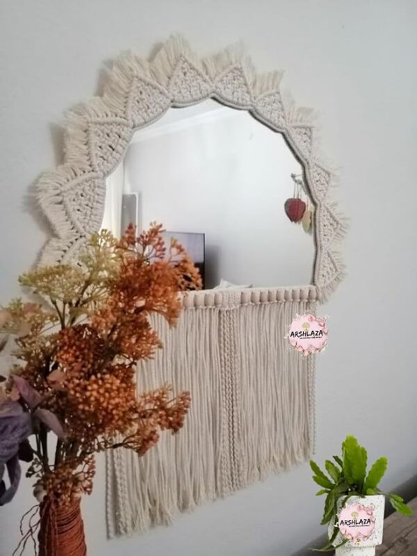 ARSHLAZA Macrame Hanging Wall Mirror with Macrame Round Mirror [MR1]