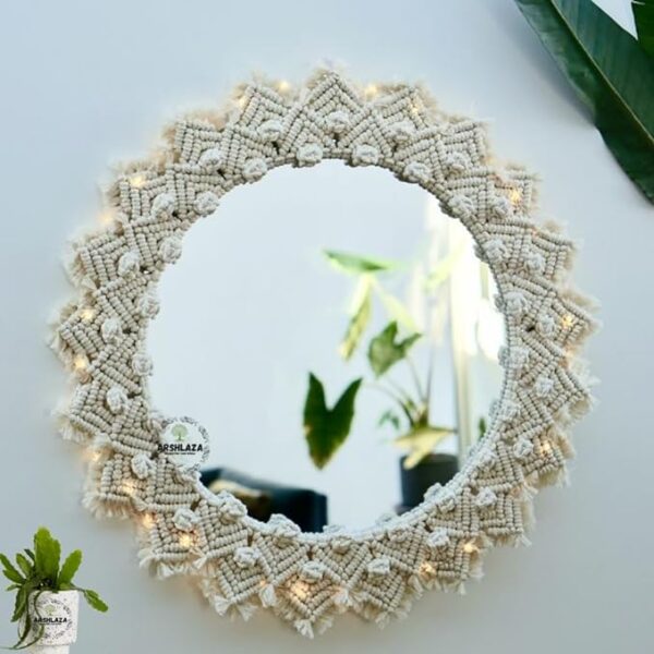 ARSHLAZA Macrame Round Mirror Art Boho Decor [MLIGHT]3