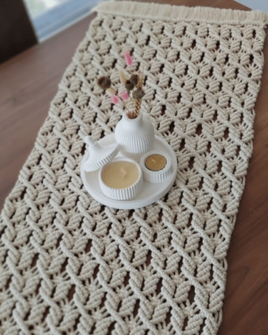 Arshlaza Macrame Cream Table Runner