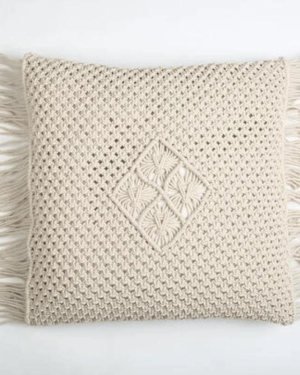 Arshlaza Macrame Diamond macrame fringed cushion Cover