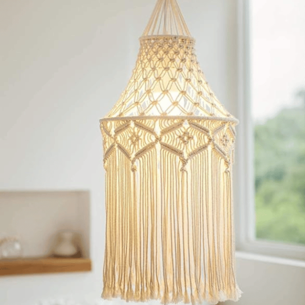 Arshlaza Macrame Lamp Shade Boho Hanging Pendant Light Cover