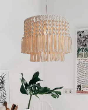 Arshlaza Macrame Lampshade fringe Decor Chandelier Light Cover