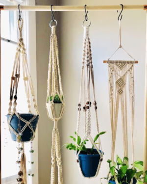 Arshlaza Macrame White 4 Pack Macrame Plant Hangers