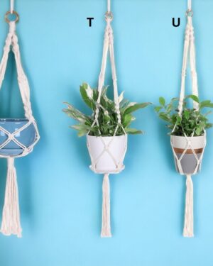 Arshlaza Macrame White Indoor Hanging Planter