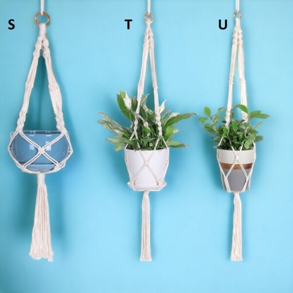 Arshlaza Macrame White Indoor Hanging Planter